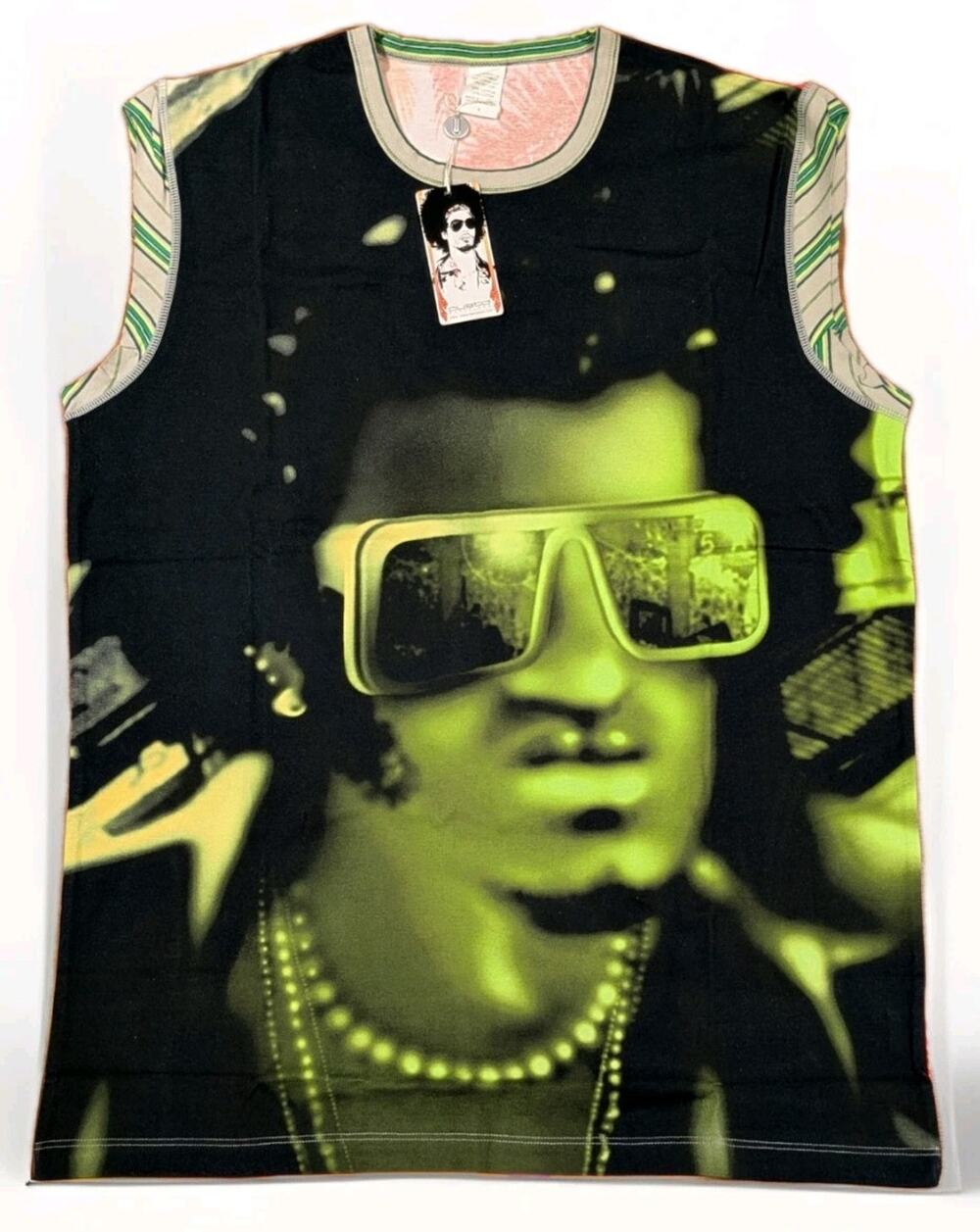 Custo Barcelona Y2K Neon Graphic Tank Top Face Print Grunge Unisex Rare